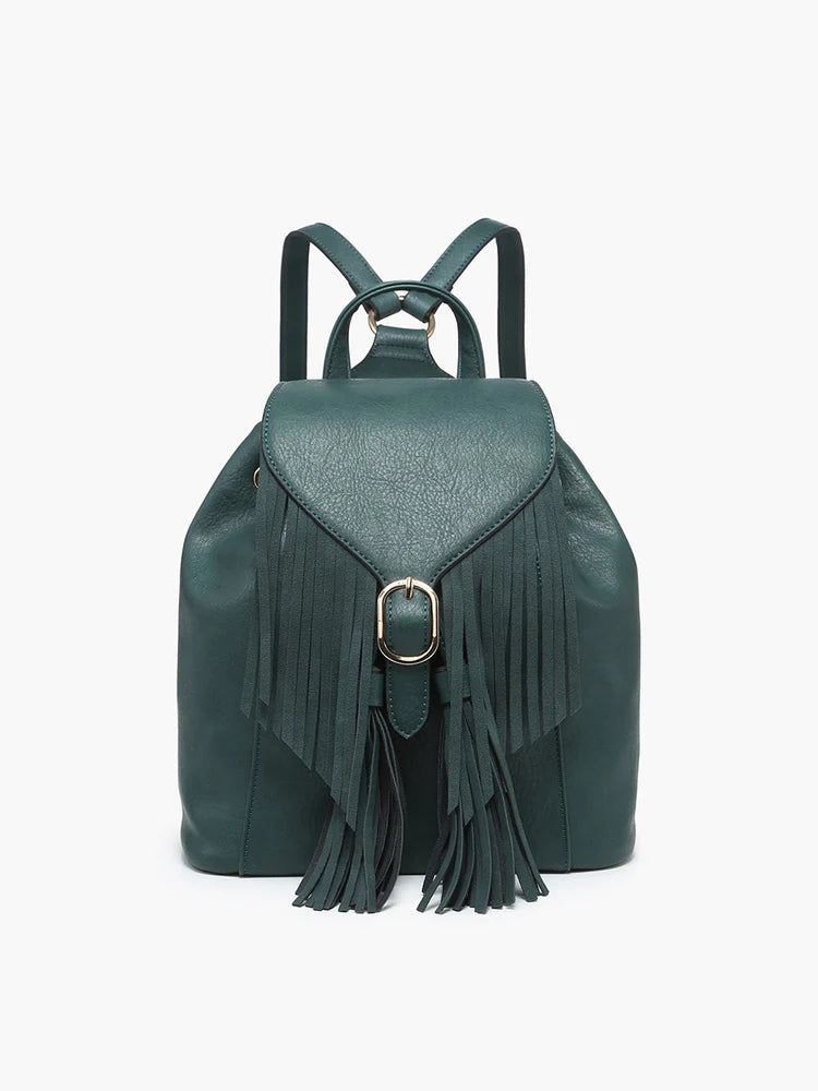 bucket backpack purse leather Jen & Co Jewel Bucket Backpack with Fringe
