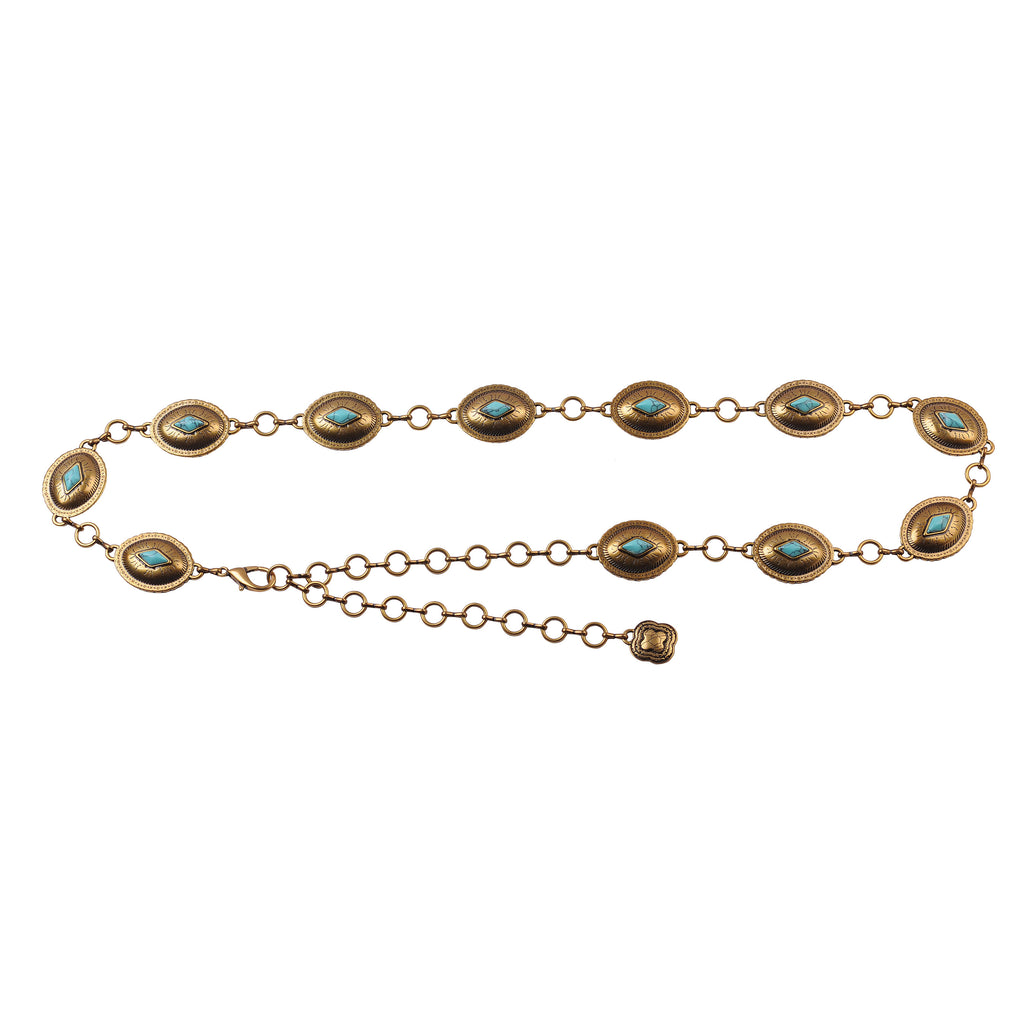 Turquoise Oval COncho Belt