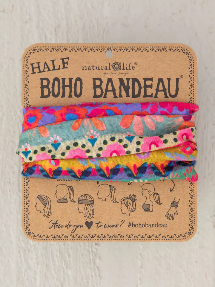 Half boho Bandeau - Pink Mustard Floral Border