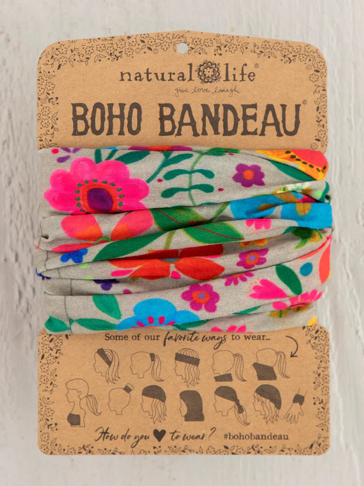 Boho Bandeau - Light Taupe Folk Flower