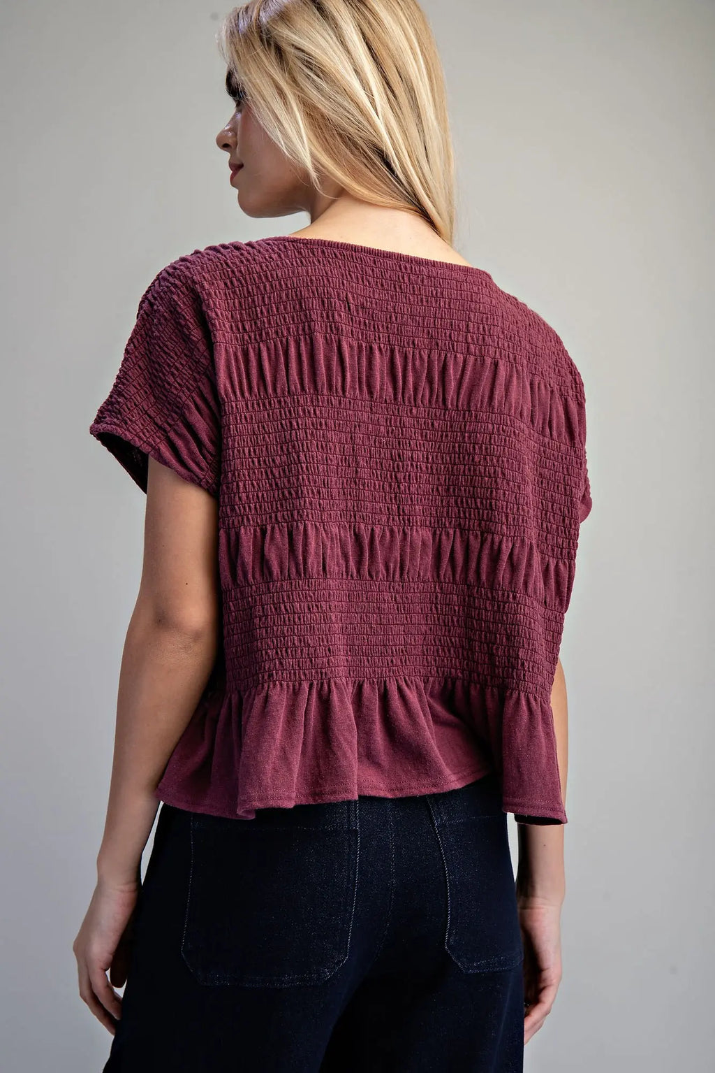 Toffee Smocked Top