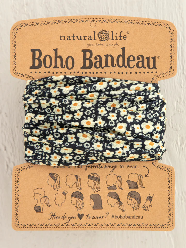 Boho Bandeau - Black & Cream Floral