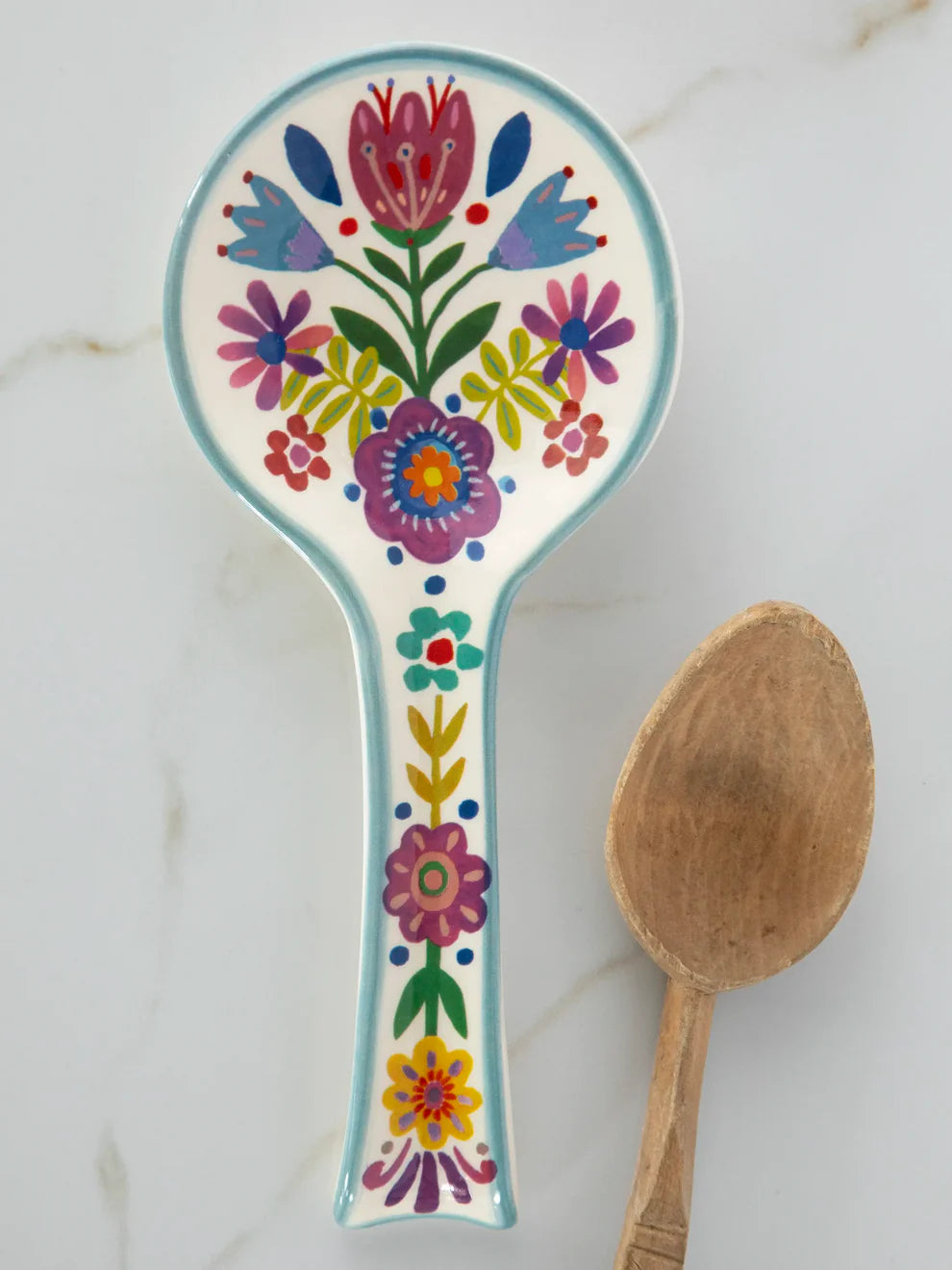 Ceramic Spoon Rest Folk Flower