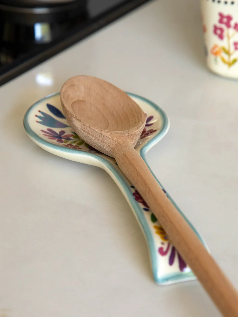 Ceramic Spoon Rest Folk Flower