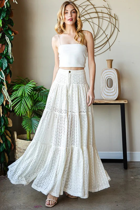 Eyelet Maxi Skirt