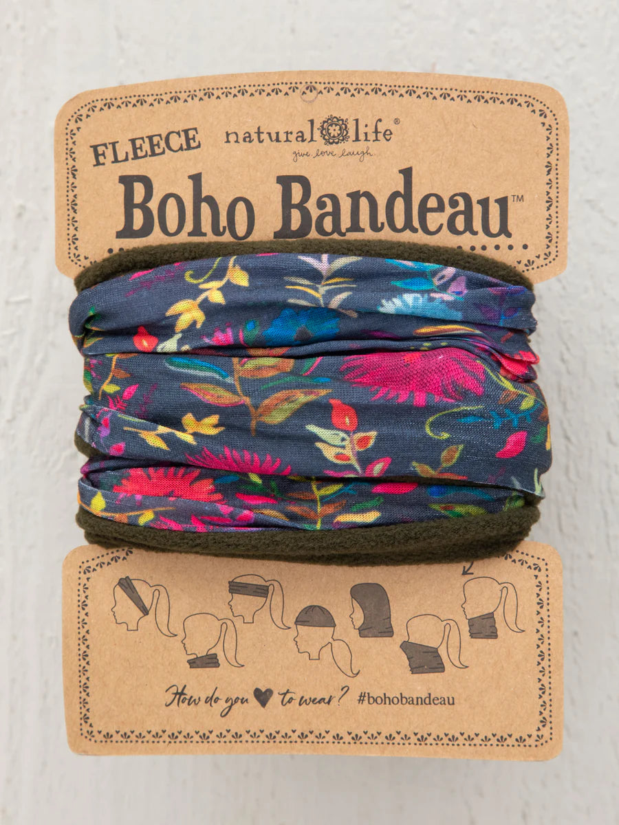 Fleece Boho Bandeau Navy Wildflower