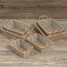 Load image into Gallery viewer, SET/ 6 GREY RECTANGLE HANDLED BASKETS
